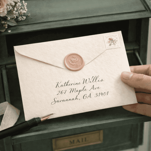 Sealing an envelope at the mailbox